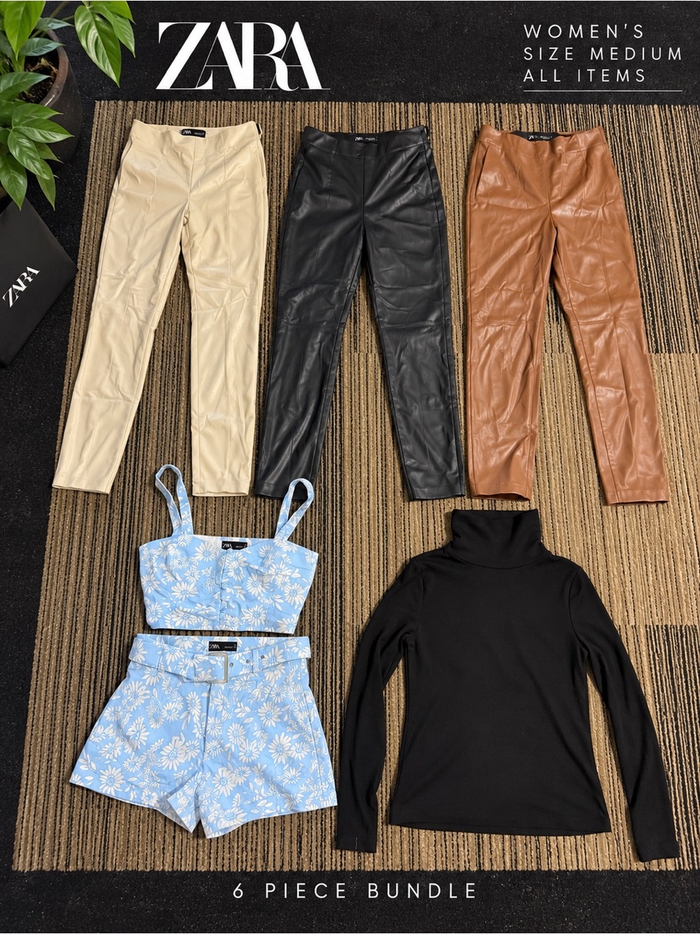Zara Faux Leather Skinny Pants Trio